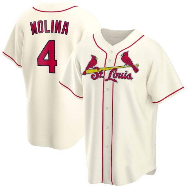 St. Louis Cardinals #4 Molina Cream Replica Player Baseball Jerseys