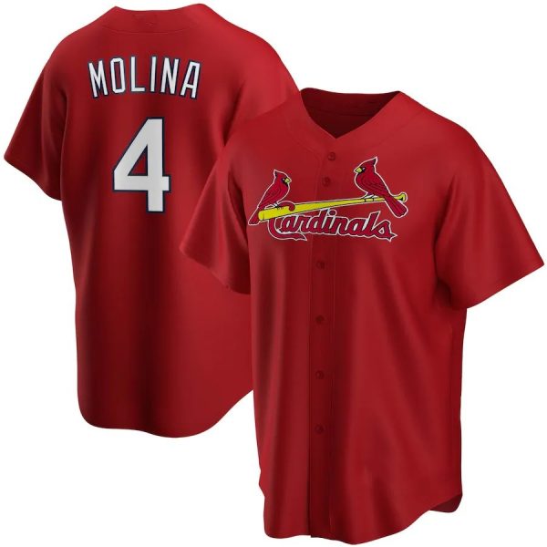 St. Louis Cardinals #4 Molina Red Replica Player Baseball Jerseys