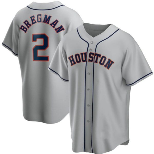 Baseball Houston Astros #2 Alex Bregman Replica Gray MLB Jerseys