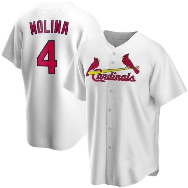 St. Louis Cardinals #4 Molina White Replica Player Baseball Jerseys