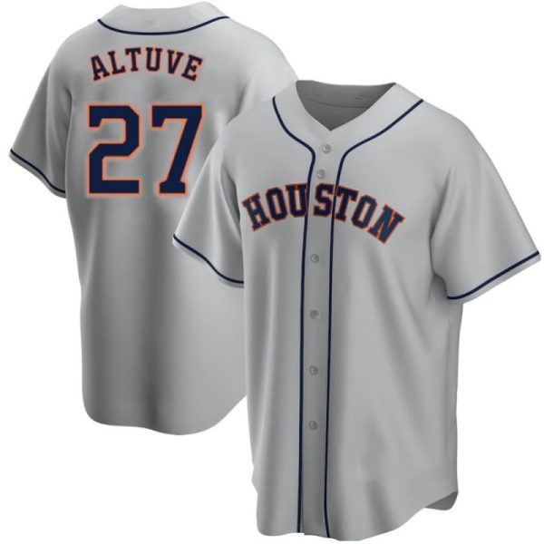 MLB Houston Astros #27 Jose Altuve Replica Grey Baseball Jerseys