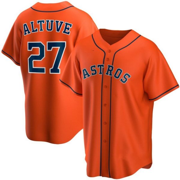 #27 Jose Altuve MLB Houston Astros Clone Orange Baseball Jerseys