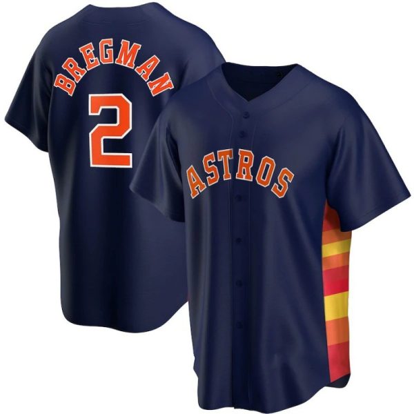 Baseball Houston Astros #2 Alex Bregman Replica Navy MLB Jerseys