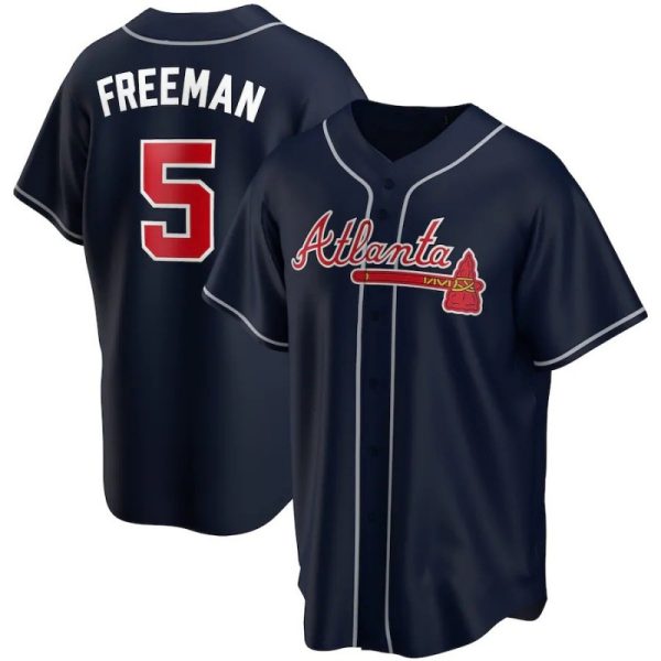 Atlanta Braves #5 Freddie Freeman Navy Alternate Replica 2020 MLB Baseball Jerseys