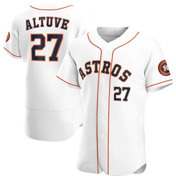 #27 Jose Altuve MLB Houston Astros Replica White Baseball Jerseys