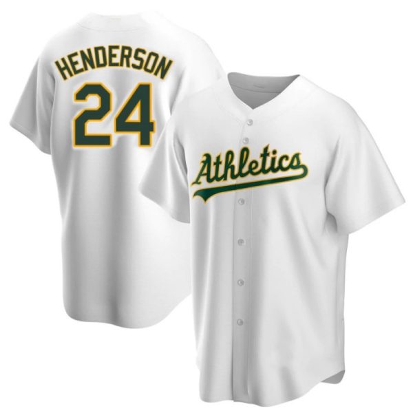 Oakland Athletics #24 Rickey Henderson White Home Replica Baseball Jerseys