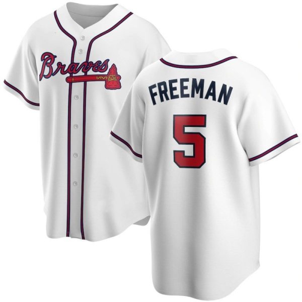 2020 MLB Atlanta Braves #5 Freddie Freeman White Home Replica Baseball Jerseys