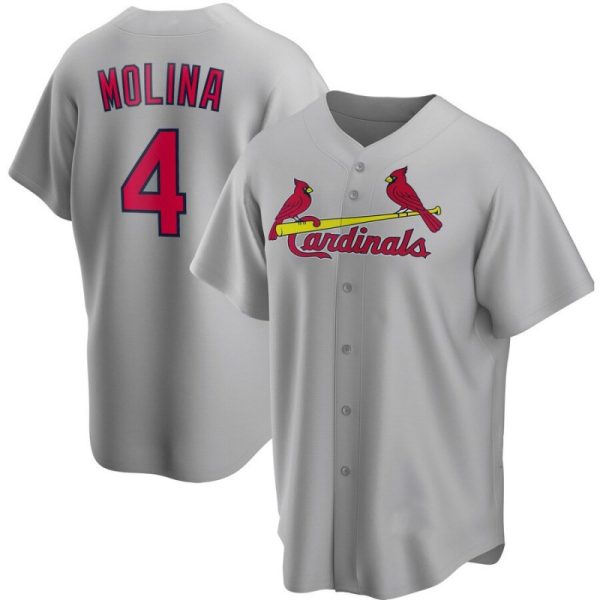 St. Louis Cardinals #4 Molina Gray Road Replica Player Baseball Jerseys