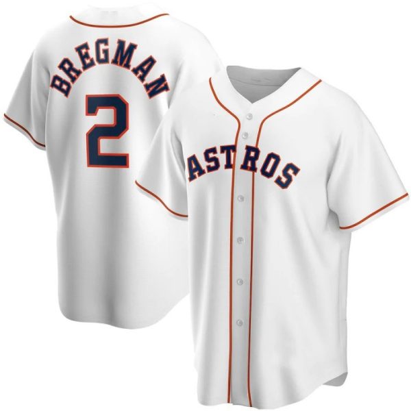 MLB Houston Astros #2 Alex Bregman Replica White Baseball Jerseys