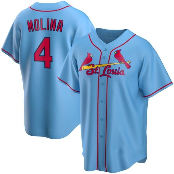 St. Louis Cardinals #4 Molina Light Blue Replica Player Baseball Jerseys