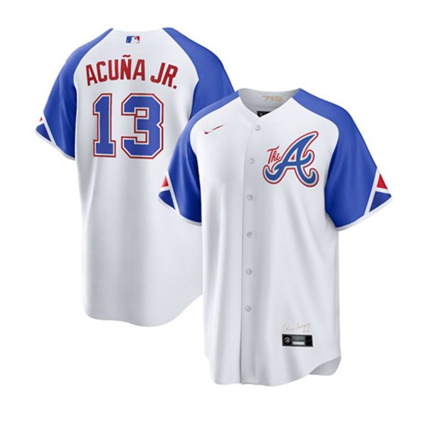 Atlanta Braves #13 Ronald Acuña Jr. 2023 City Replica Player Stitches Baseball Jerseys