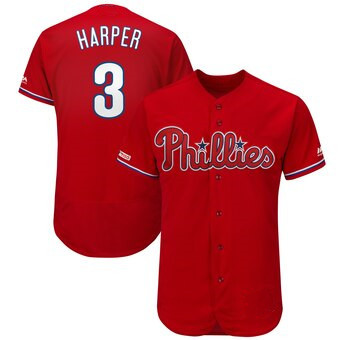 Philadelphia Phillies #3 Bryce Harper Red Replica Baseball Player Jerseys