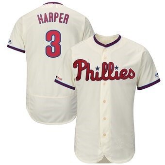 Philadelphia Phillies #3 Bryce Harper Cream Replica Baseball Player Jerseys