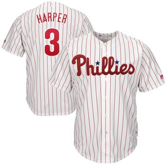 Philadelphia Phillies #3 Bryce Harper White Replica Baseball Player Jerseys