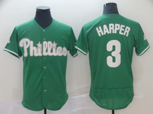 Philadelphia Phillies #3 Bryce Harper Green Replica Baseball Player Jerseys