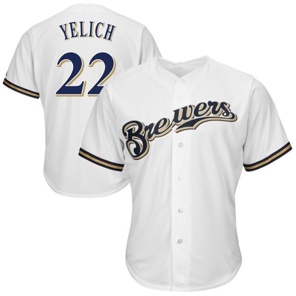 Milwaukee Brewers #22 Christian Yelich White Replica Baseball Player Jerseys