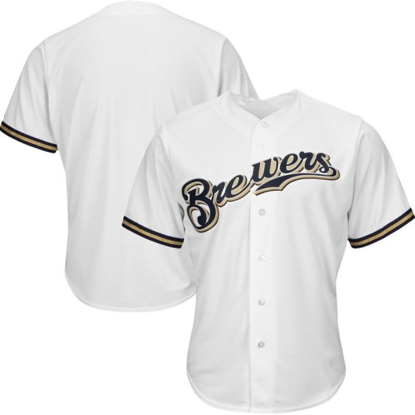 Personalized Custom Milwaukee Brewers White Replica Baseball Jerseys