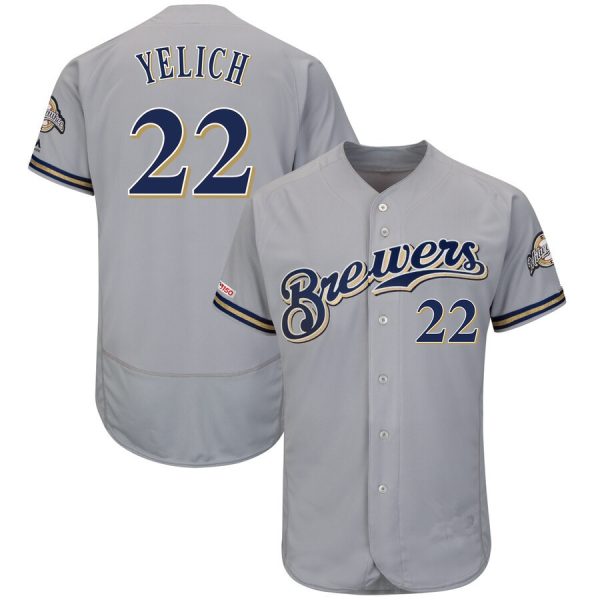 MLB Milwaukee Brewers #22 Christian Yelich Grey Replica Baseball Jerseys