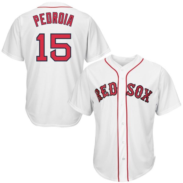 #15 Dustin Luis Pedroia Boston Red Sox White Replica Baseball Player Jerseys