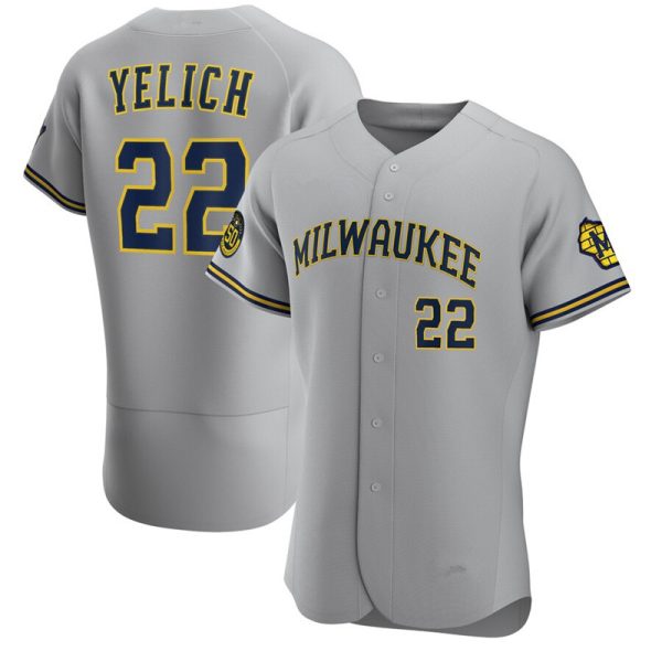 2020 NK Milwaukee Brewers #22 Christian Yelich Grey Replica Baseball Jerseys