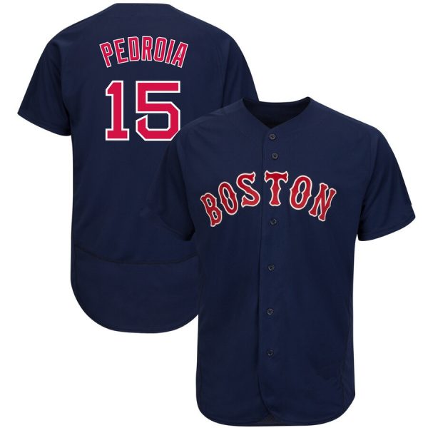 #15 Dustin Luis Pedroia Boston Red Sox Dark Blue Replica Baseball Player Jerseys