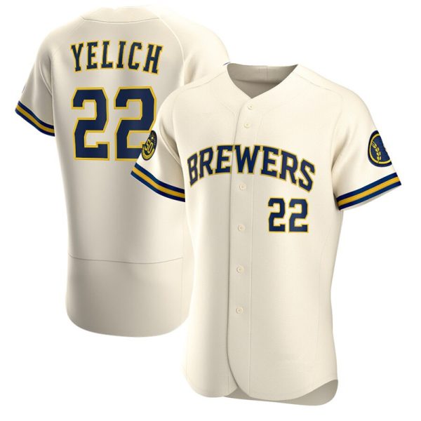 2020 NK Milwaukee Brewers #22 Christian Yelich Cream Replica Baseball Jerseys