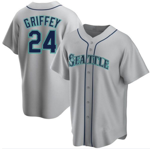 #24 Ken Griffey Jr. Seattle Mariners Grey Alternate Replica Baseball Player Jerseys