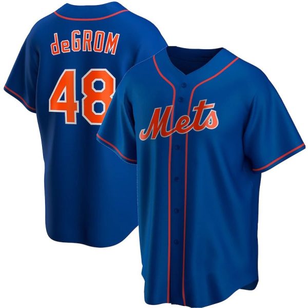 New York Mets #48 Jacob deGrom Royal Blue Replica Baseball Jerseys