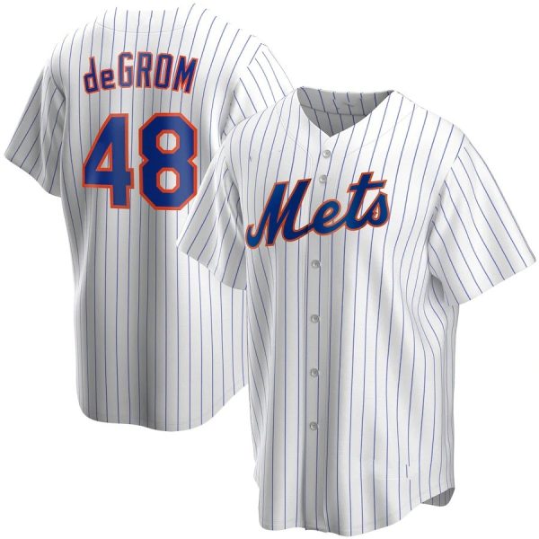 New York Mets #48 Jacob deGrom White Stripe Replica Baseball Jerseys