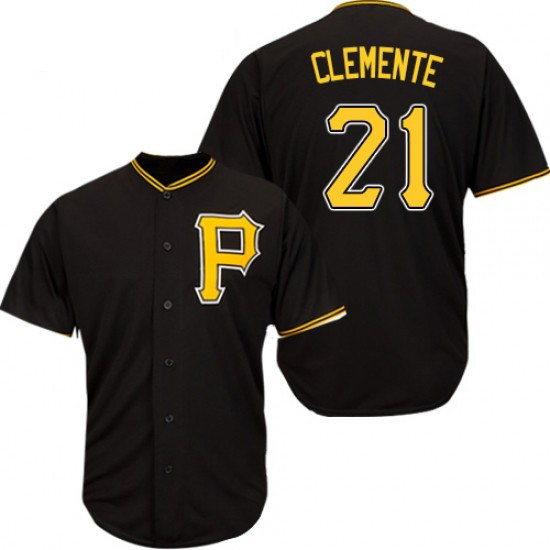 Pittsburgh Pirates #21 Roberto Clemente Black Replica Player Baseball Jerseys