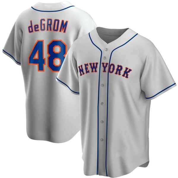 New York Mets #48 Jacob deGrom Grey Replica Player Baseball Jerseys