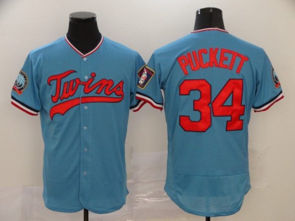 Minnesota Twins Jerseys #34 Kirby Pucket Blue Replica Baseball Player Jerseys