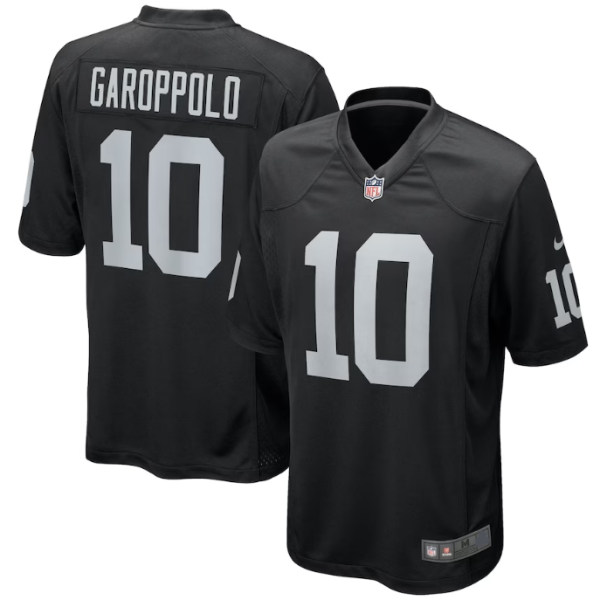 Las Vegas Raiders #10 Jimmy Garoppolo Black Game Replica Stitched American Football Player Jerseys