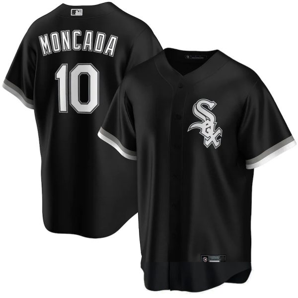 Chicago White Sox 10# Yoan Mocanda Black Alternate Replica Player Baseball Jerseys