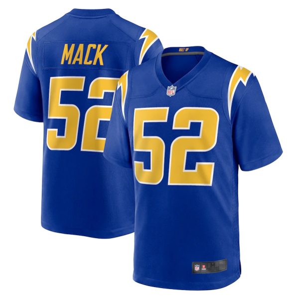 Los Angeles Chargers #52 Khalil Mack Royal Game Replica Stitched American Football Player Jerseys