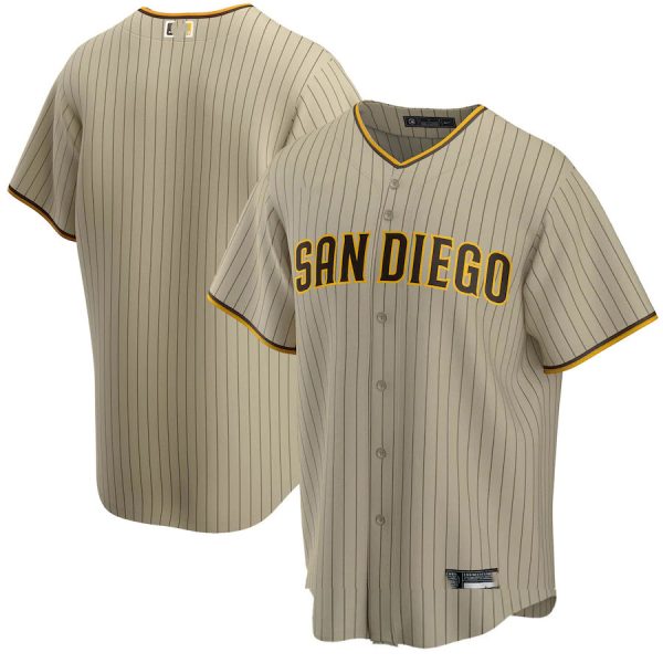 Custom San Diego Padres Beige Stripe Custom Replica Player Jersey Baseball Jerseys