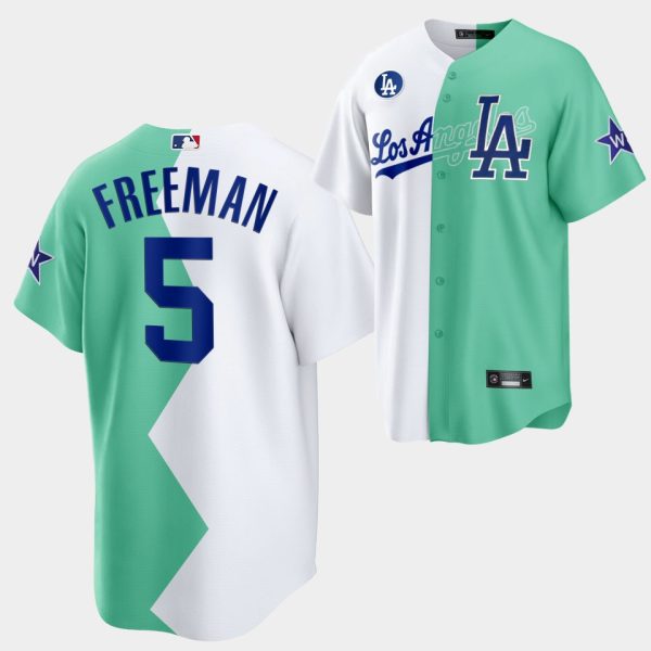 Los Angeles Dodgers #5 Freddie Freeman 2022 All Star Celebrity Softball Game White Green Split Baseball Jerseys