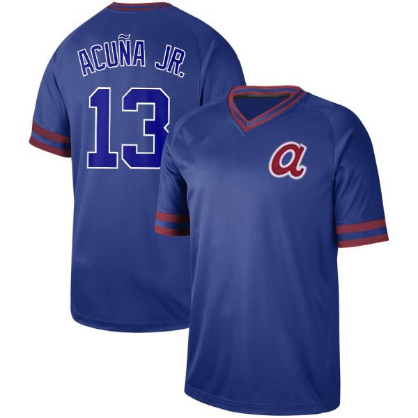 Atlanta Braves #13 Ronald Acuña Jr. Vintage Blue Replica Baseball Jerseys