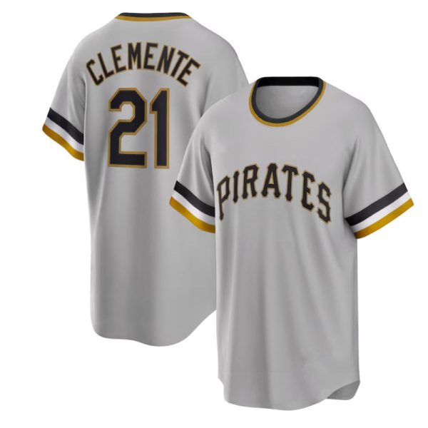 Pittsburgh Pirates #21 Roberto Clemente Gray Alternate Replica Player Baseball Jerseys