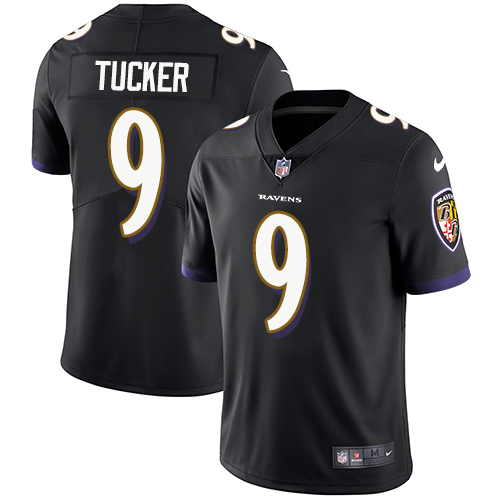 Baltimore Ravens #9 Justin Tucker Black Game Replica Stitched American Football Player Jerseys