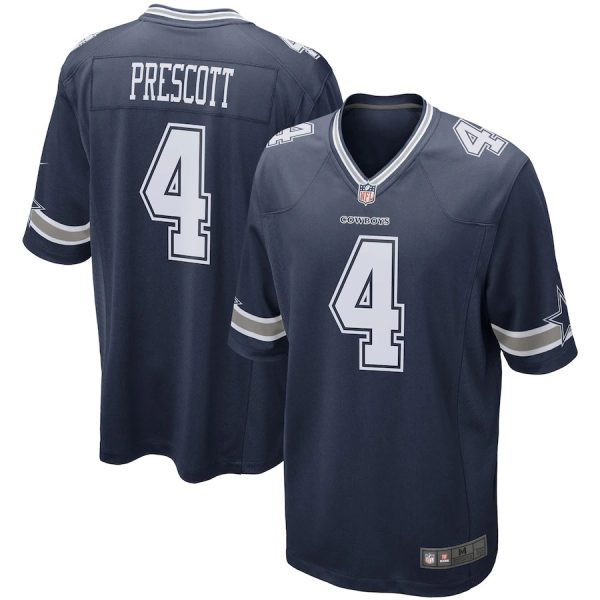 Dallas Cowboys #4 Dak Prescott Navy Game Replica Stitched American Football Player Jerseys