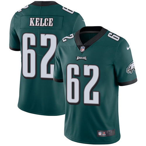 Philadelphia Eagles #62 Jason Kelce Green Game Replica Stitched American Football Player Jerseys