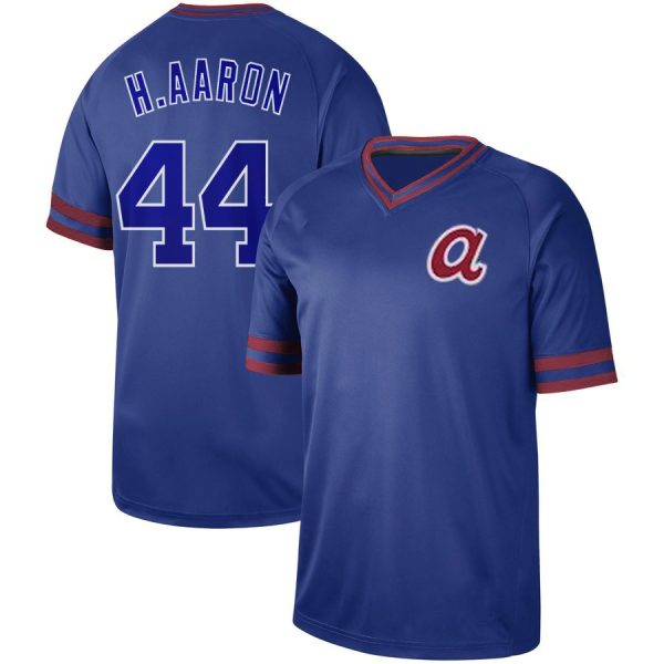 Atlanta Braves #44 Hank Aaron Vintage Blue Replica Player Baseball Jerseys