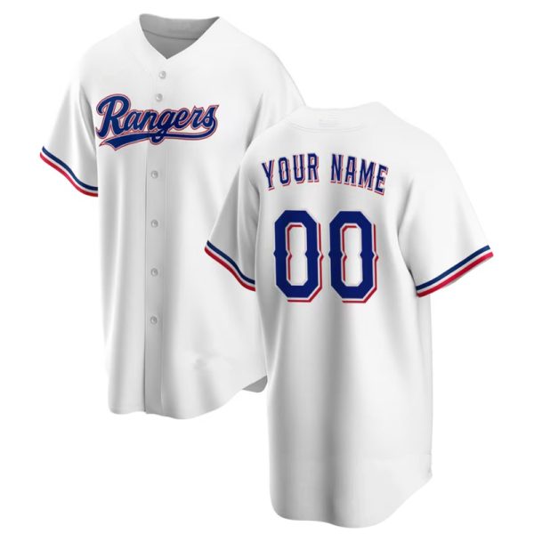 Custom Texas Rangers White Home Replica Baseball Player Jerseys