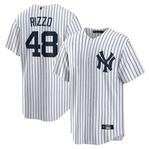 New York Yankees #48 Anthony Rizzo White Stripe Replica Baseball Player Jerseys