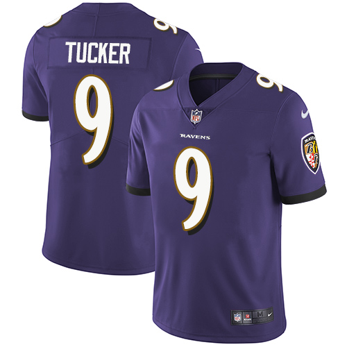 Baltimore Ravens #9 Justin Tucker Purple Game Replica Stitched American Football Player Jerseys