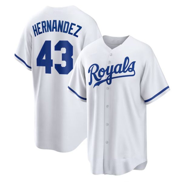 Kansas City Royals #43 Carlor Hernanderz White Home Replica Baseball Player Jerseys