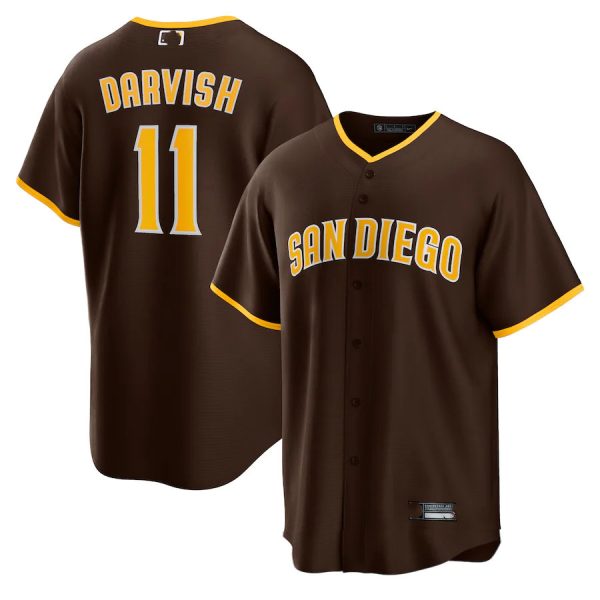 San Diego Padres #11 Yu Darvish Brown Replica Player Jersey Baseball Jerseys