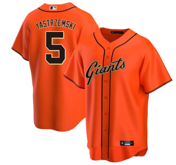 San Francisco Giants #5 Mike Yastrzemski Orange Alternate Replica Baseball Player Jerseys