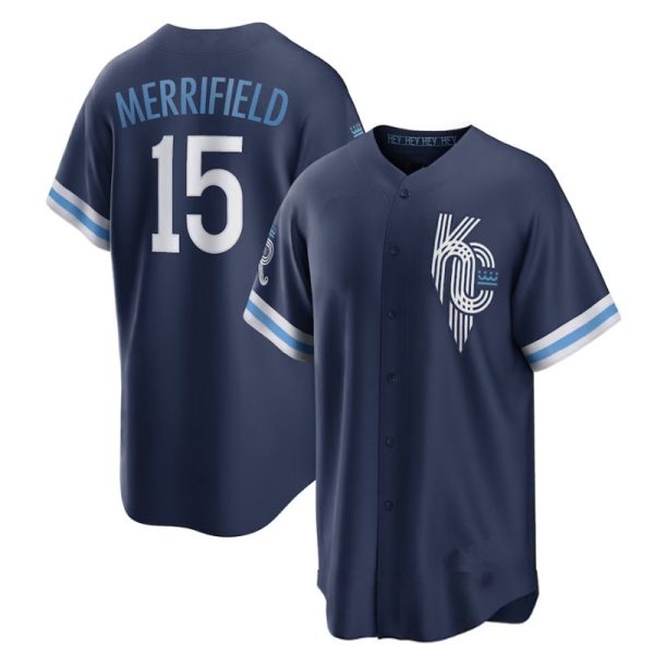 Kansas City Royals #15 Whit Merrifield 2022 City Navy Replica Baseball Player Jerseys